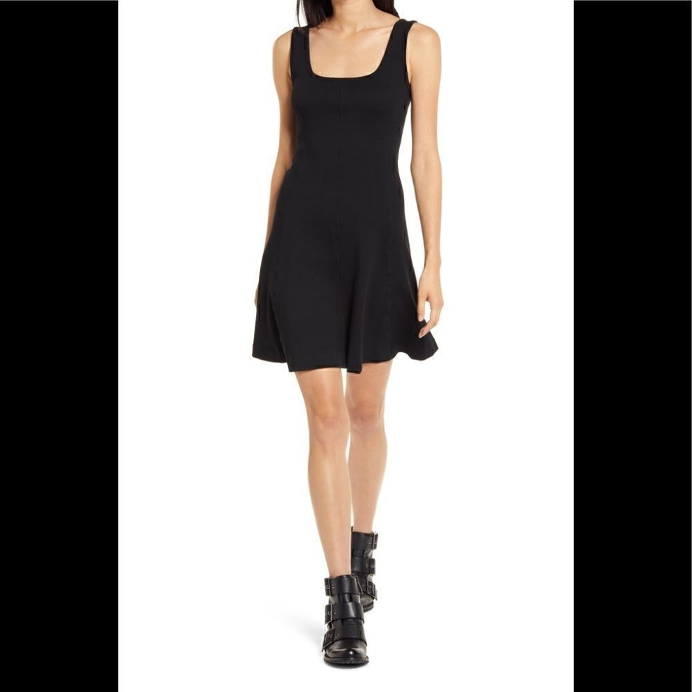 Ninety percent square neck skater dress black